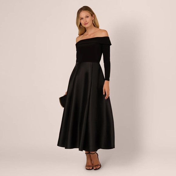 Adrianna Papell Dresses & Skirts - Elegant Black Off-Shoulder Gown